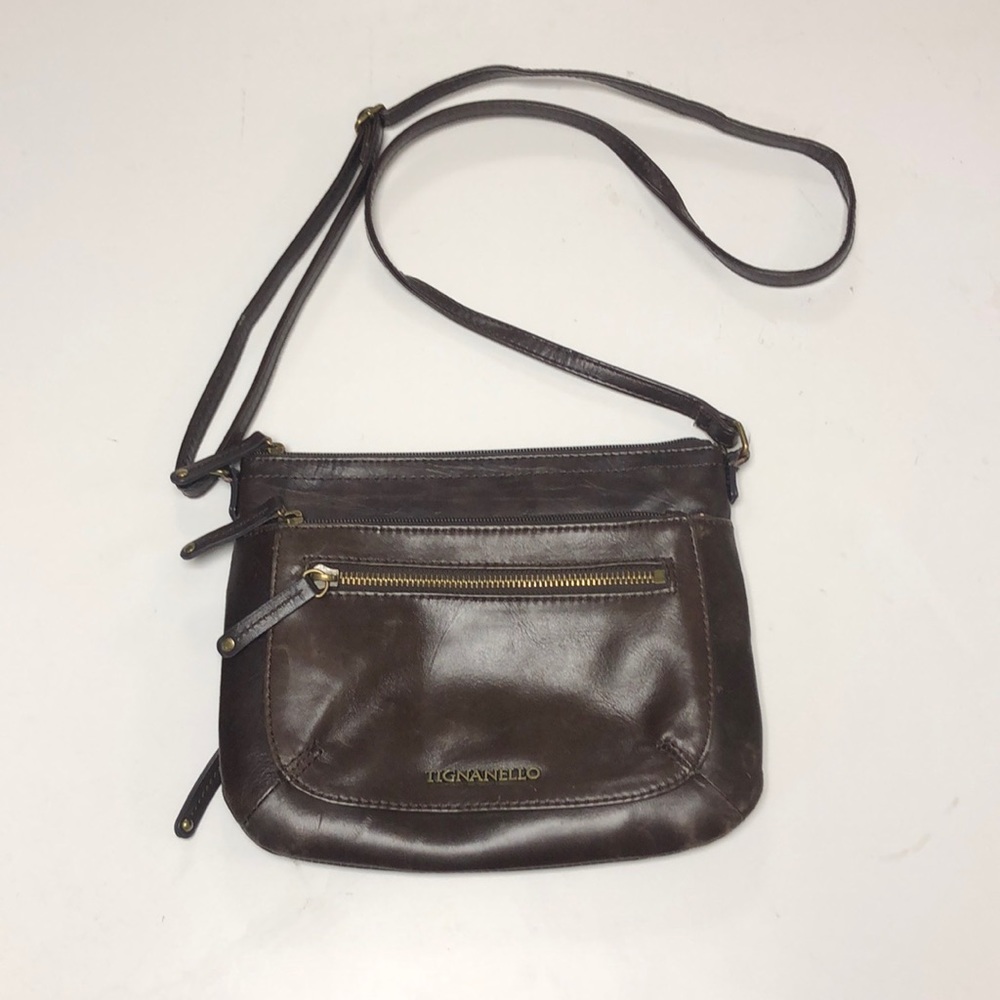 Tignanello brown leather crossbody bag